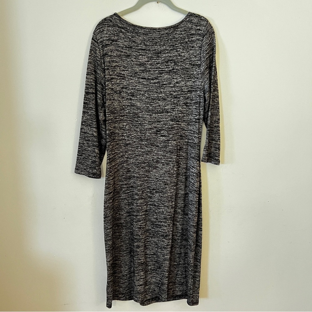 Talbots Gray and Black Sheath Dress with Asymmetrical Neckline - Picture 7 of 9